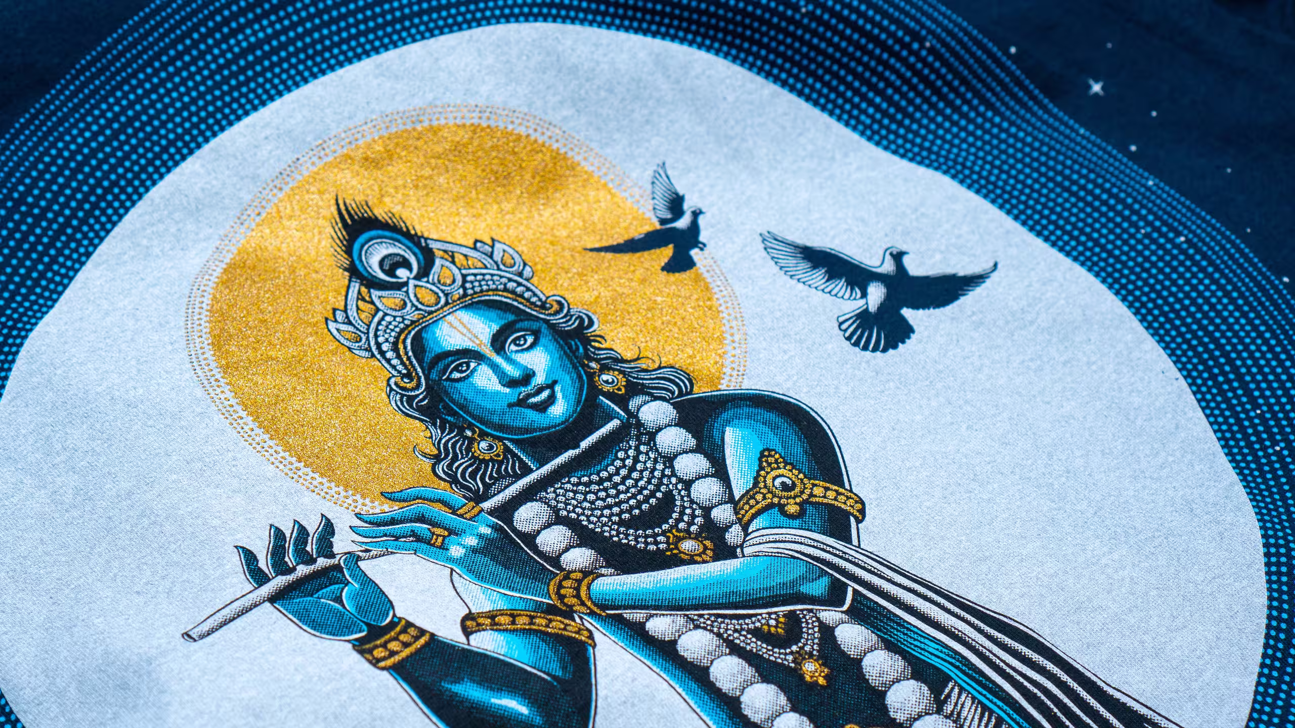 a detailed image printed using metallic ink