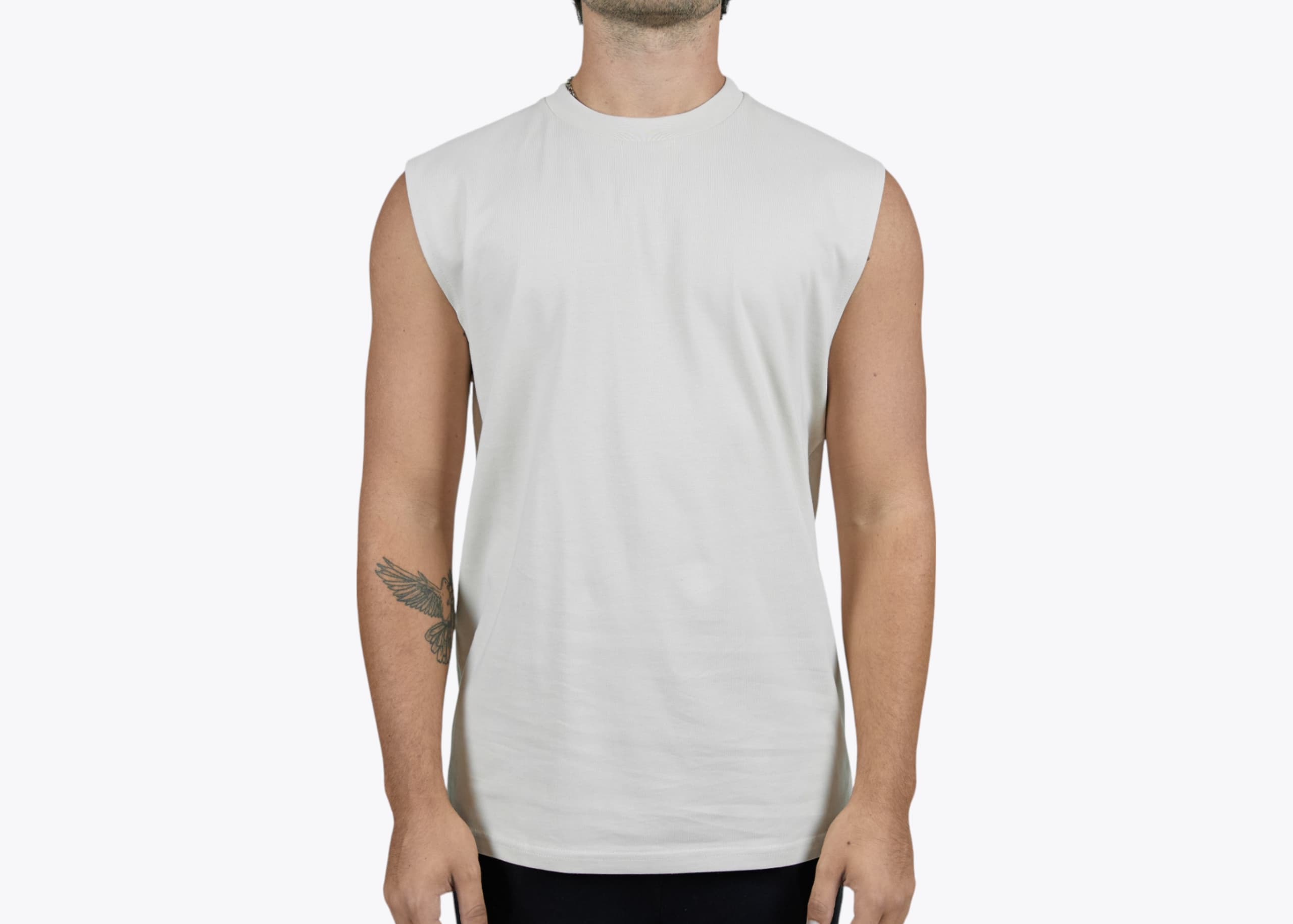 AS Colour 5073 Men's Classic Tank in Bone (model:male, size:medium, view:front)
